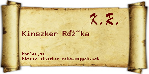 Kinszker Réka névjegykártya